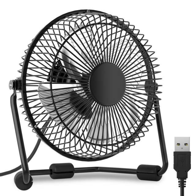 mollie 4 Inch Metal USB Powered Desktop Fan, Mini Cooling Fan with 360 Adjustable Angle, Laptop