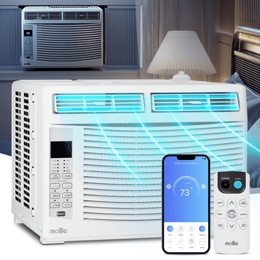mollie 6,000 BTU Smart Window Air Conditioner with WiFi, Energy Saving AC Unit with Remote & App Control & Timer Function, Cools 151-250 Sq.Ft., White