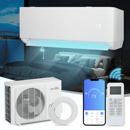 mollie 9000 BTU 22 SEER Mini Split Air Conditioner & Heater Ductless Inverter System, AC Unit with WIFI Smart Control & Pre-Charged Condenser, Cools Up to 400 Sq.Ft., White