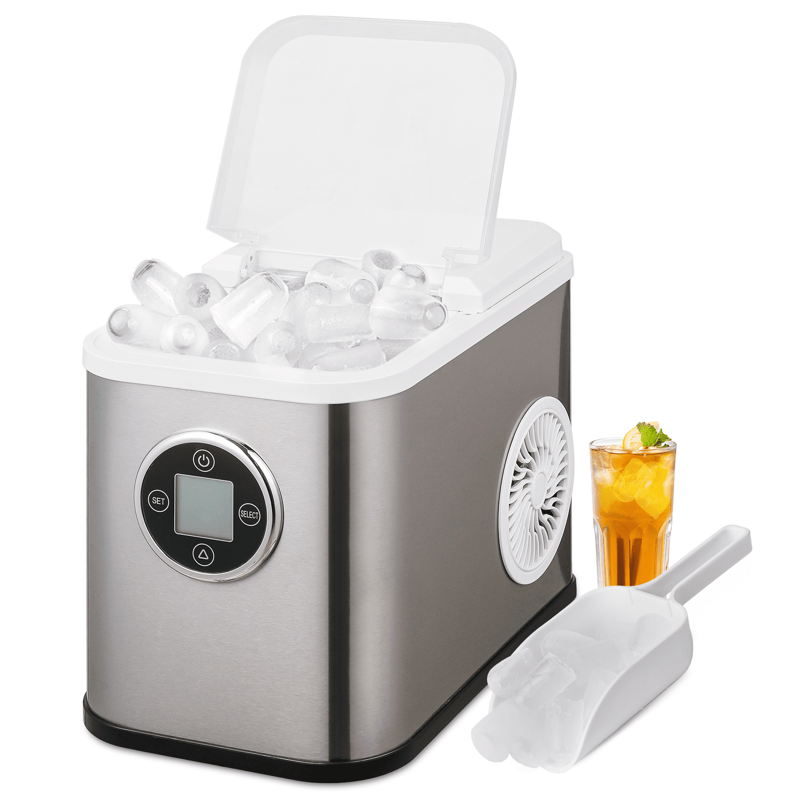 mollie Countertop Ice Maker with LCD Display, Stainless Steel Self