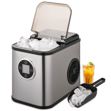 mollie Countertop Ice Maker, Self-Cleaning Portable Ice Maker Machine, 9 Bullet-Shaped Ice Cubes Ready in 10 Mins, 26Lbs/24H with Ice Scoop and Basket, Black