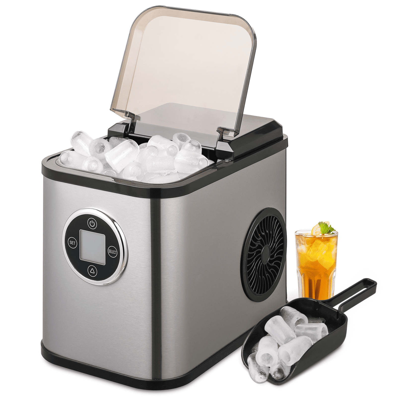 Portable Countertop Ice Maker Machine - Zvoutte Self-Cleaning Countertop  Ice Makers with Ice Scoop and Basket