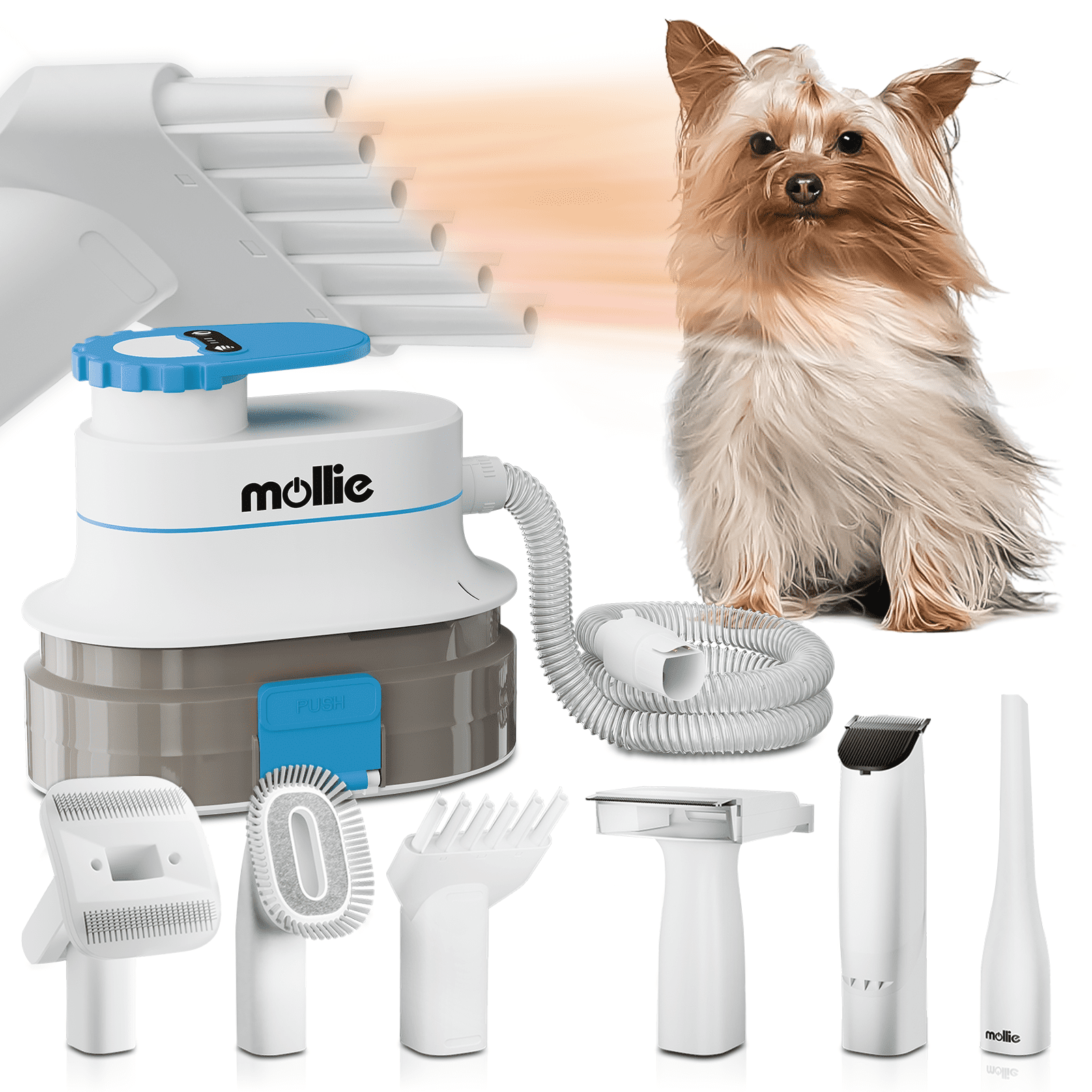 mollie Dog Cat Grooming Kit & Vacuum Suction & Blower 3in1, Professional Pet Grooming Vacuum