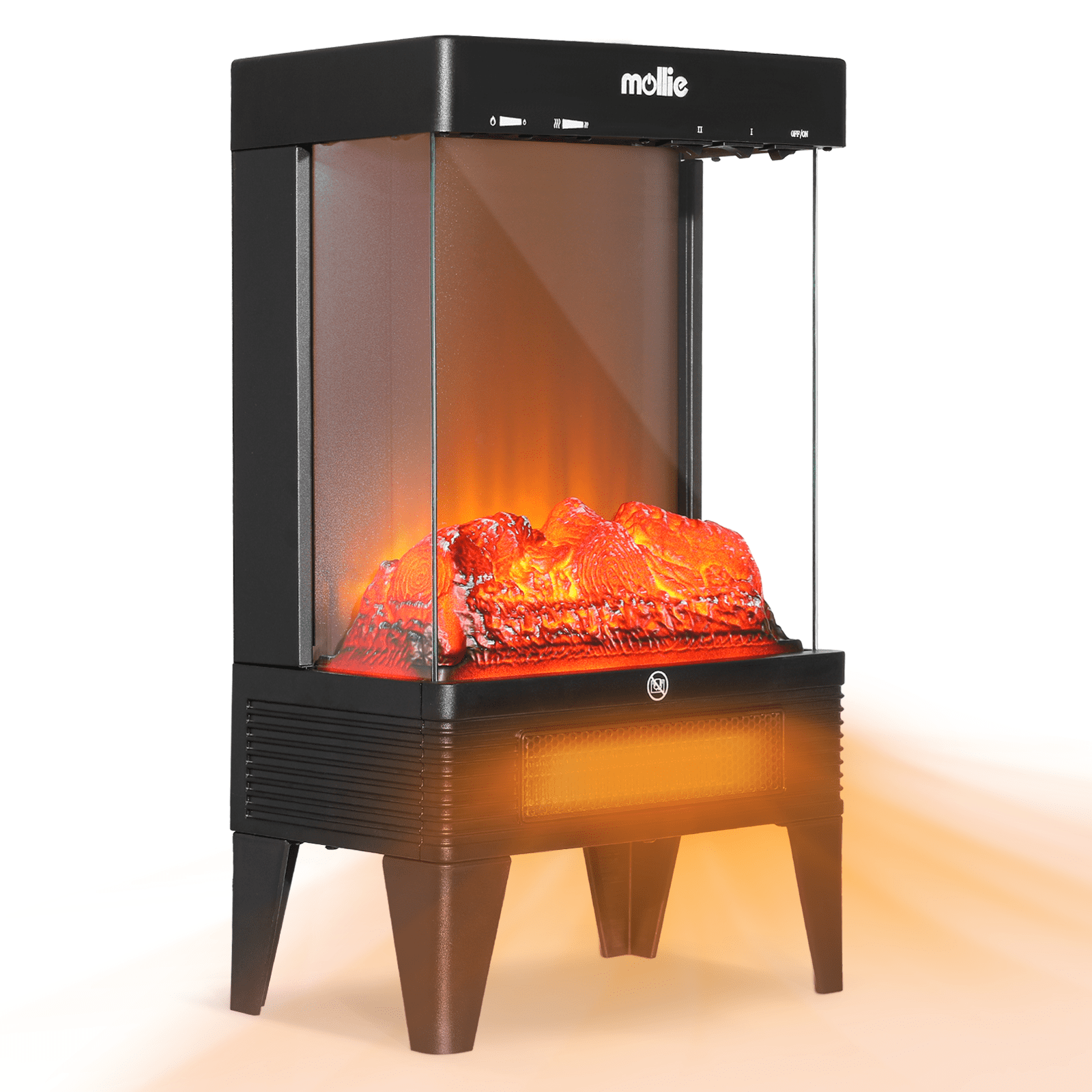 Mollie 21-Inch Black Stainless Steel Freestanding Electric Fireplace Heater