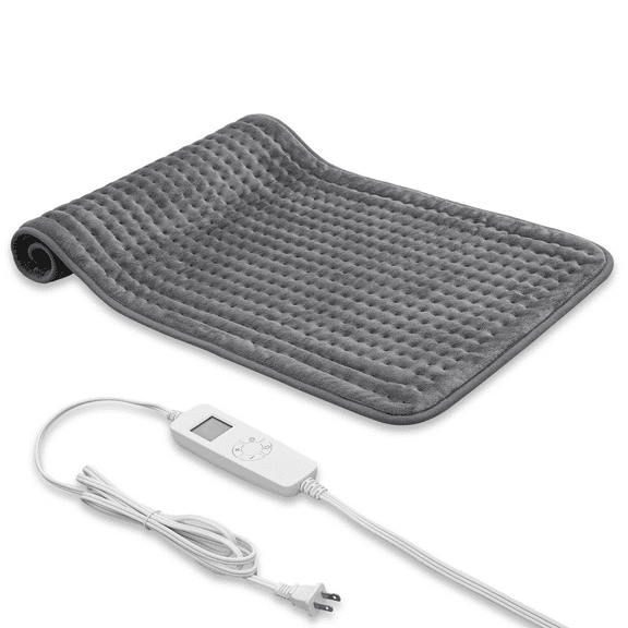 mollie Electric Heated Blanket Throw, 17" x 33" Flannel Blanket with 6 Heating Levels, 3 Timer Settings, ETL Certified, Machine Washable, Christmas Gift, Dark Gray