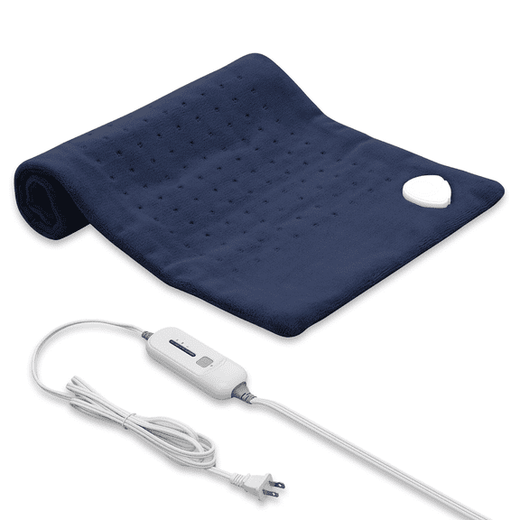 mollie Electric Throw Blanket 12"x24", Coral Fleece Heated Blanket with 3 Heating Levels, ETL Certification, Machine Washable, Christmas Gift, Navy Blue