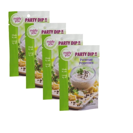 molly&you Parmesan Peppercorn Party Dip Mix 4 Pack~ Dressing, Sandwich Spread, Gluten-Free, Keto, Made in the US