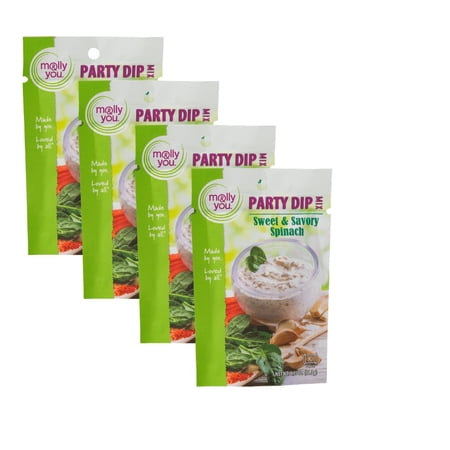 molly&you Sweet & Savory Spinach Party Dip Mix 4 Pack~ Gluten-free, Vegan, Keto friendly, Non GMO, Kosher- Made in the USA