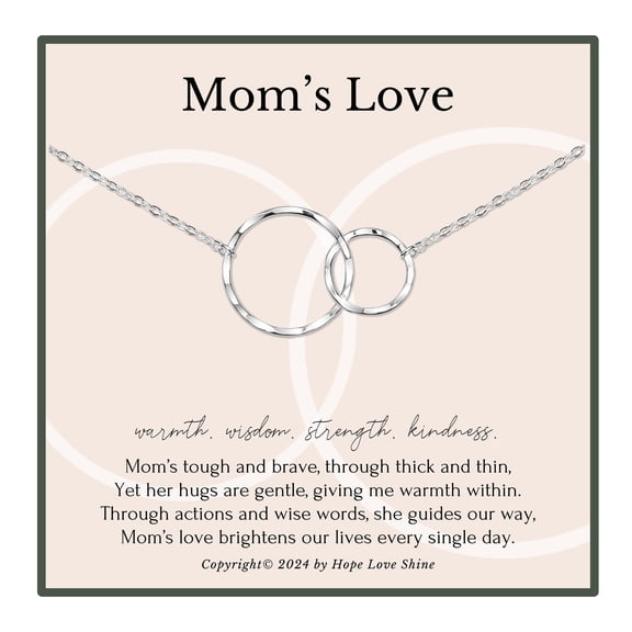 HOPE LOVE SHINE Necklace for Mom – Gift from Daughter, Birthday Silver Jewelry for Mother or New Mom
