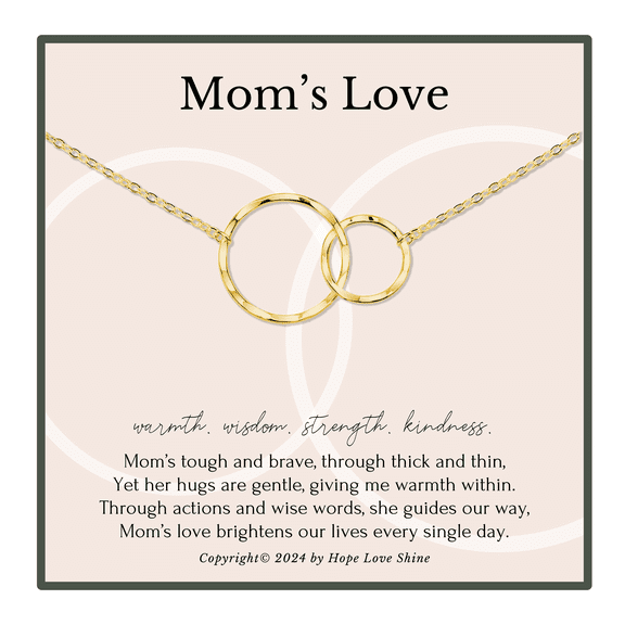 HOPE LOVE SHINE Necklace for Mom – Gift from Daughter, Birthday Gold Jewelry for Mother or New Mom