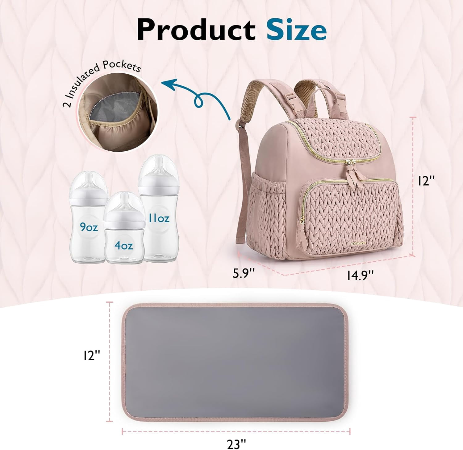 mommore Small Diaper Bag with Stroller Organizer with Insulated Pocket