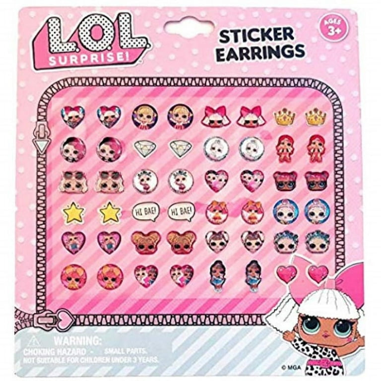 Momoka's Apron Pink Lol Doll Earring Stickers (24 Pairs) for Birthday Gift Party