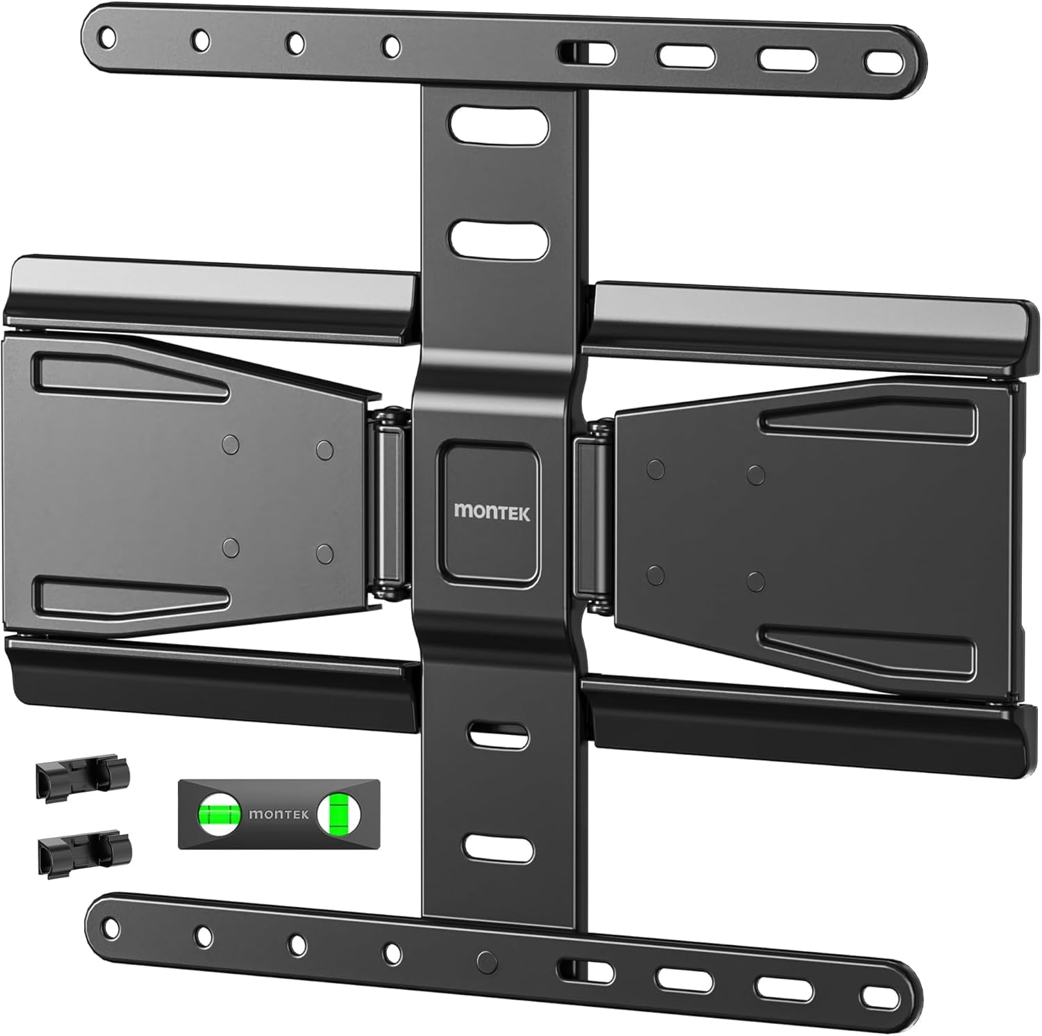 monTEK 0.77" Ultra Slim Full Motion TV Wall Mount for 37–75" TVs, Dual Arm Articulating Bracket, 143 lb Capacity, VESA 100x200–400x400, Fits 16"/18" Studs, 4× Load Tested