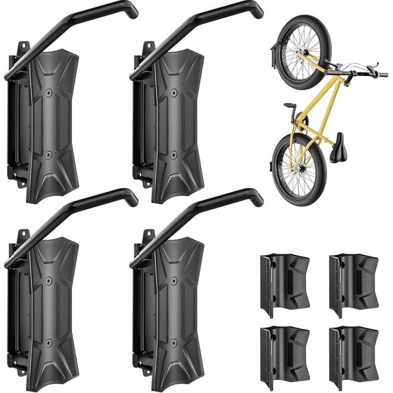 monTEK 4-Pack Swivel Bike Wall Mount for 4.5" Tire Width, Heavy-Duty Vertical Bike Rack Holds Up to 77 lb, Space-Saving Garage Bike Hanger, Foldable & Adjustable Storage Solution
