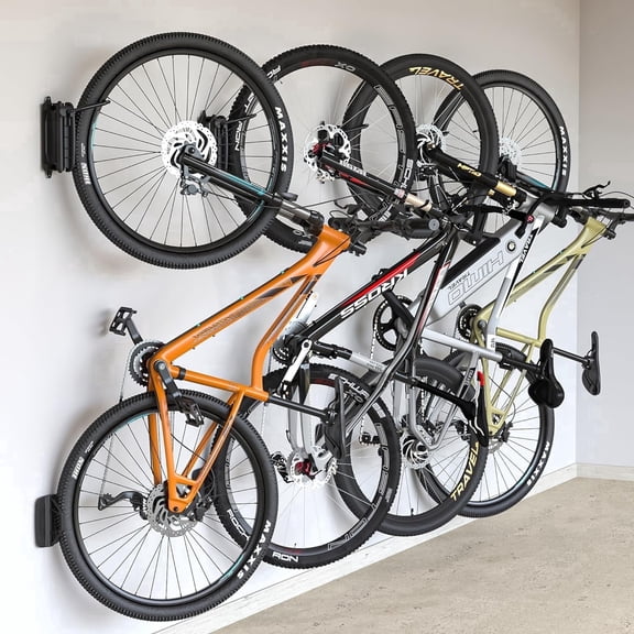 monTEK 4-Pack Swivel Bike Wall Mount, Vertical Garage Bike Rack with Stabilizer, Heavy-Duty Storage Holds Up to 66 lb, Space-Saving Bicycle Hanger, Easy Installation