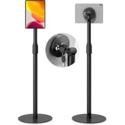 monTEK Anti-Theft Tablet Floor Stand for 7 15 Inch Tablets, Security Lock, Frameless Kiosk Mount, Height Adjustable 34.5 53.1", 360  Rotation, Tilt Adjustment, Black