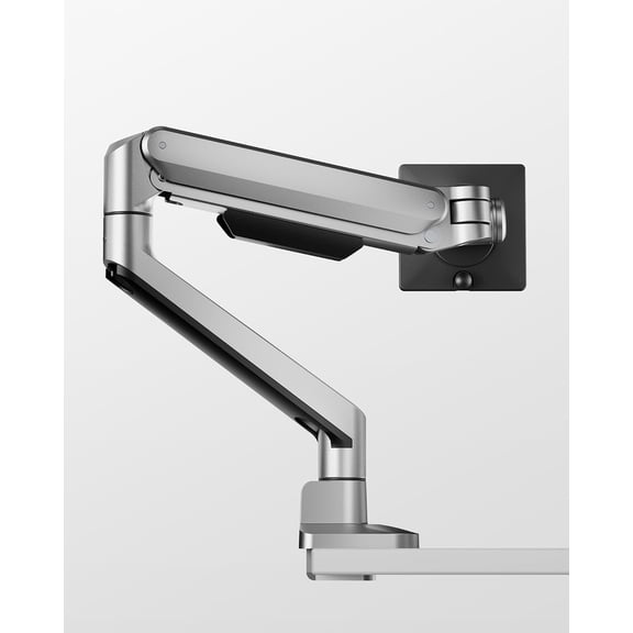 monTEK Deluxe Monitor Arm for 17–40 Inch Curved Screens up to 26.4 lbs, Aluminum Fully Adjustable Single Monitor Stand with Clamp/Grommet Desk Mount, Quick Release VESA 75x75 / 100x100, Silver