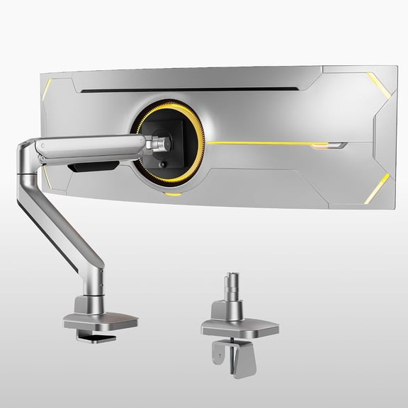 monTEK Deluxe Monitor Arm for 17-49" Screens, 44 Lbs, Heavy Duty, Silver