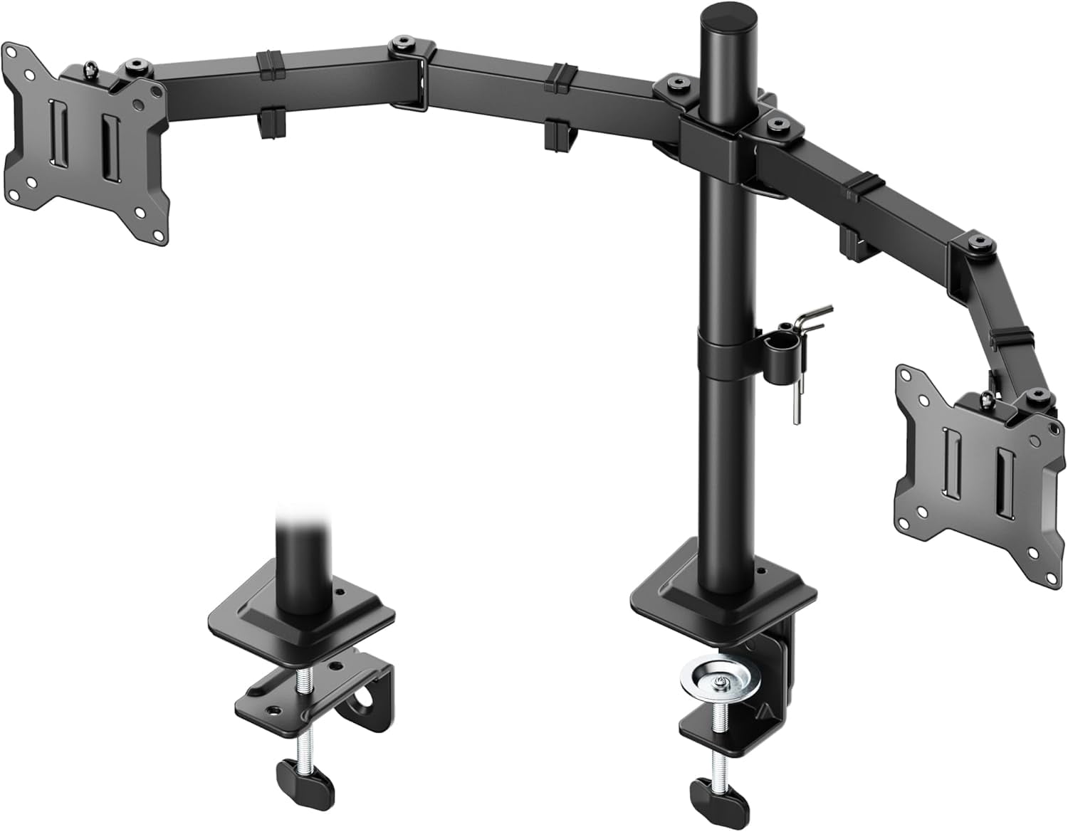 monTEK Dual Monitor Stand for 17"–32" Screens, Heavy-Duty Monitor Desk Mount Holds up to 22 lbs per Arm, Fully Adjustable with Clamp & Grommet Base, VESA 75/100mm