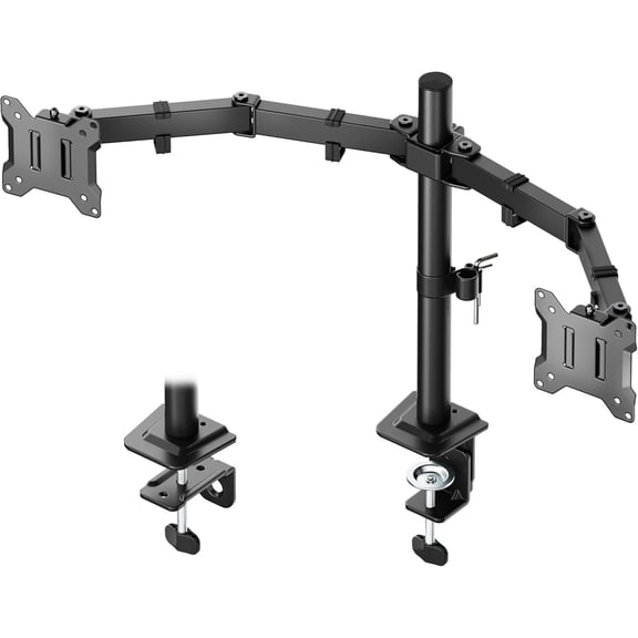 monTEK Dual Monitor Stand for 17"–32" Screens, Heavy-Duty Monitor Desk Mount Holds up to 22 lbs per Arm, Fully Adjustable with Clamp & Grommet Base, VESA 75/100mm