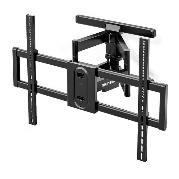 monTEK Heavy Duty Full Motion TV Wall Mount for 43100 Inch TVs Pre-Assembled Bracket with Tool-Free Tilt Swivel & Extension Max VESA 800x600, 150lbs 4X Strength Tested Fits 16/18 Inch Studs