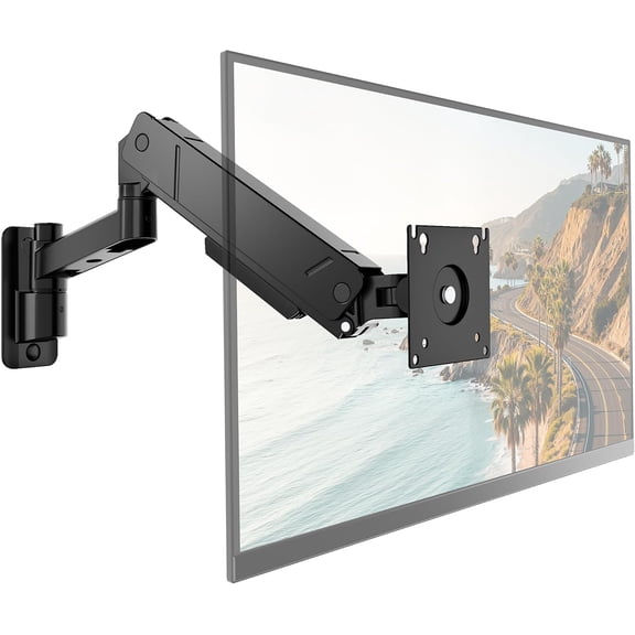 monTEK Heavy Duty Monitor Wall Mount for 17-45" Screens, Holds up to 35.2 lbs, Full Motion Mechanical Spring Arm, 75x75 & 100x100 VESA, 26" Long Reach
