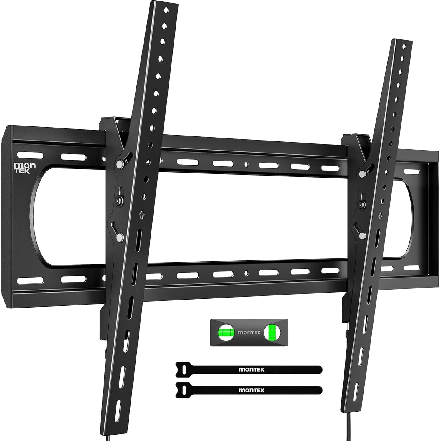 monTEK Heavy Duty Tilting TV Wall Mount for 60–120" TVs – 10° Tool-Free Tilt, Low Profile 3.1" Slim Bracket, Supports Up to 300 lb, Fits 16"/18"/24" Studs, Max VESA 900x600