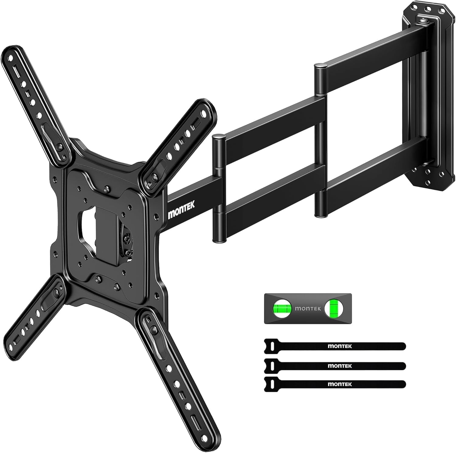 monTEK Long Arm Full Motion TV Wall Mount for 23–65" TVs, 37" Ultra Long Extension Swivel Tilt Bracket, 77 lb Capacity, VESA 75x75–400x400, Single Stud Mount