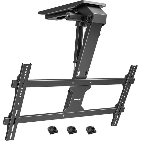 monTEK Motorized Ceiling TV Mount with Remote for 43–86" TVs, Electric Drop Down Mount, 99 lb Capacity, 0–80° Tilt, VESA 200x100–800x400, App & Voice Control, 4× Load Tested