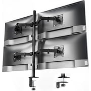 monTEK Quad Monitor Stand Mount, Fully Adjustable Desk Mount for 4 Screen up to 17 -32 and 22lbs Capacity Each Arm, Stable Monitor Arm with C Clamp and Grommet Base, VESA 75x75mm/100x100mm