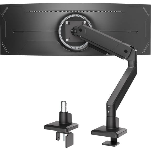 monTEK Single Monitor Arm for 17"–45" Ultrawide Screens, Adjustable Monitor Desk Mount Holds up to 35 lbs, Full Motion with Cable Management, C-Clamp & Grommet Mount, VESA 75/100mm