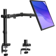 monTEK Single Monitor Stand for 17" 32" Screens, Fully Adjustable Monitor Arm Desk Mount up to 22 lb, C-Clamp & Grommet Base, VESA 75/100mm Computer Monitor Mount, Black