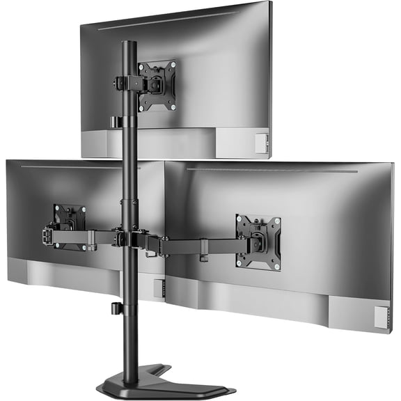 monTEK Triple Monitor Stand for 1732 Inch Screens, Free Standing 3 Monitor Desk Mount Holds up to 22 lbs per Arm, Full Motion Adjustable VESA 75x75/100x100