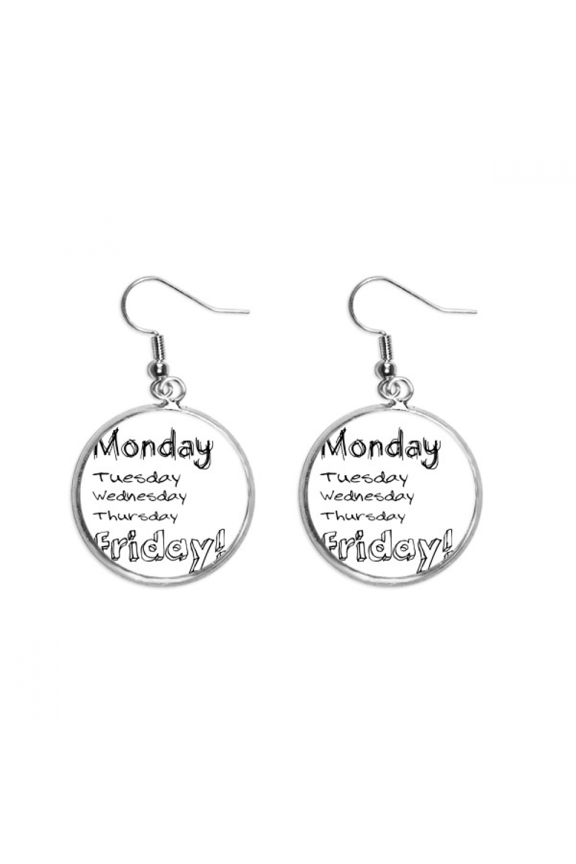 monday to friday ear dangle silver drop ear jewelry woman