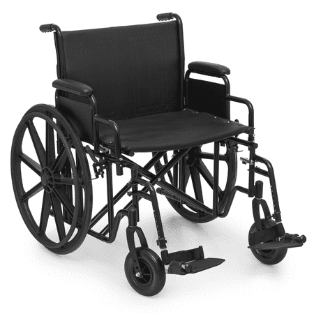 monicare *FDA APPROVED* Foldable Manual Transport Medical Wheelchair, Leather Seat and Adjustable Swing-Away Footrest for Adults, Black