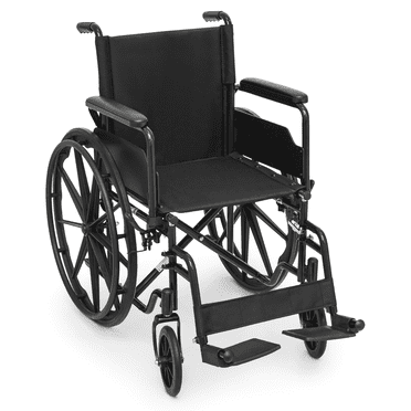 monicare *FDA APPROVED* Foldable Manual Wheelchair, Flip Back Armrest Transport Wheelchair with Swing-Away Footrest for Adults, Black