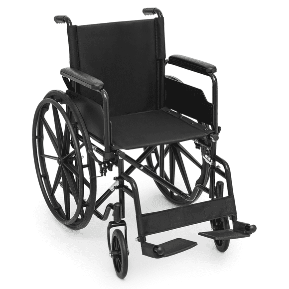 monicare *FDA APPROVED* Foldable Manual Wheelchair, Flip Back Armrest Transport Wheelchair with Swing-Away Footrest for Adults, Black