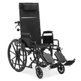 thumbnail image 1 of monicare *FDA APPROVED* Reclining Wheelchair with 24" Wheels, Recliner Folding Wheelchair with Swing Away Elevating Leg Rests, Detachable Armrests, Supports up to 300 lbs, Black, 1 of 11