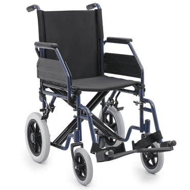 monicare *FDA APPROVED* Transport Wheelchair 300lbs Weight Capacity, Folding Transport Wheelchair with Removable Flip Back Armrests & Swing-Away Footrests, Blue