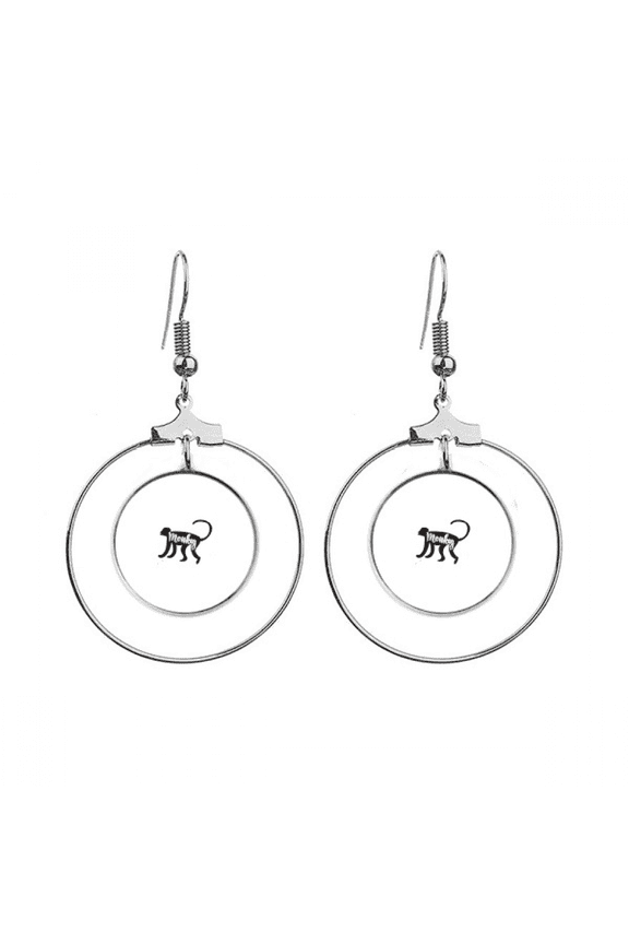monkey black and white animal earrings dangle hoop jewelry drop circle