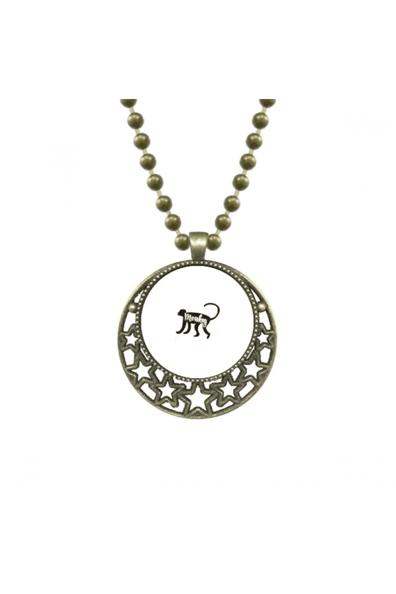 monkey black and white animal pendant star necklmoon chain jewelry