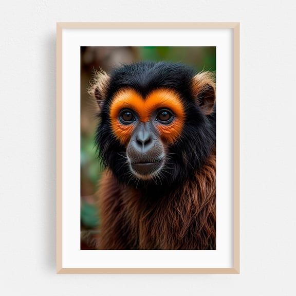 monkey close-up - Photography Animal Wildlife Jungle Nature Portrait Mystical Forest Oak Framed Wall Art Print 24 x 36 inches