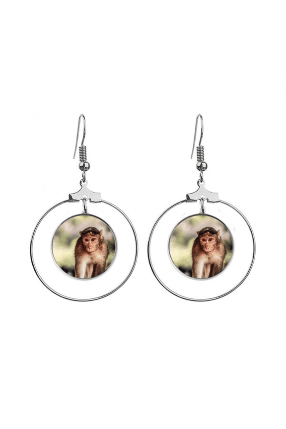 monkey m animal earrings dangle hoop jewelry drop circle