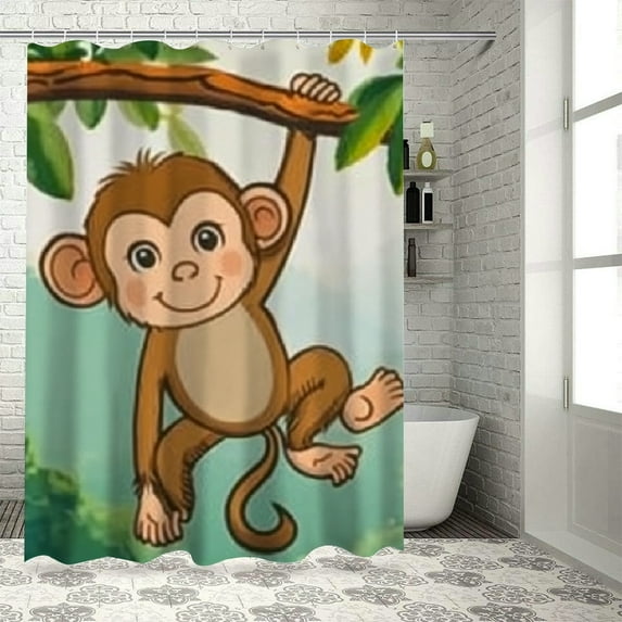 monkey tree branch jungle Home Bathtubs Bathroom Curtain Decoration 100% polyester shower curtain for Bathroom with Hooks