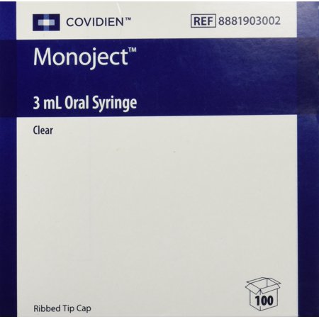 monoject oral syringe 3ml clear - box of 100