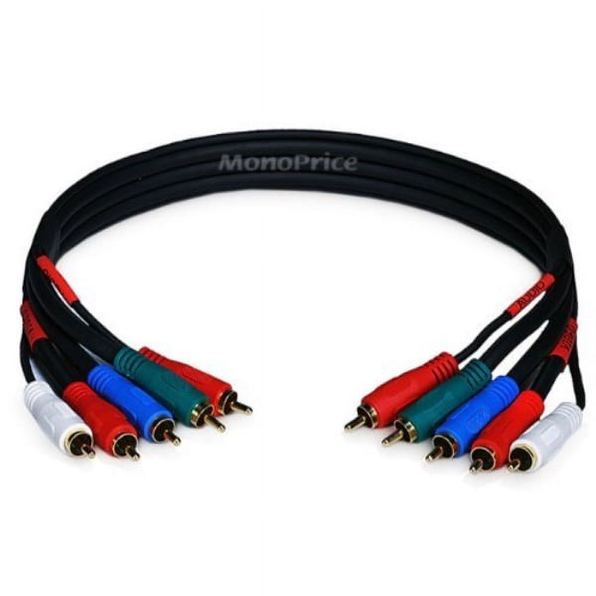 monoprice 1.5ft 22awg 5-rca component video/audio coaxial cable (rg-59/u) - black (2 pack) - image 1 of 2