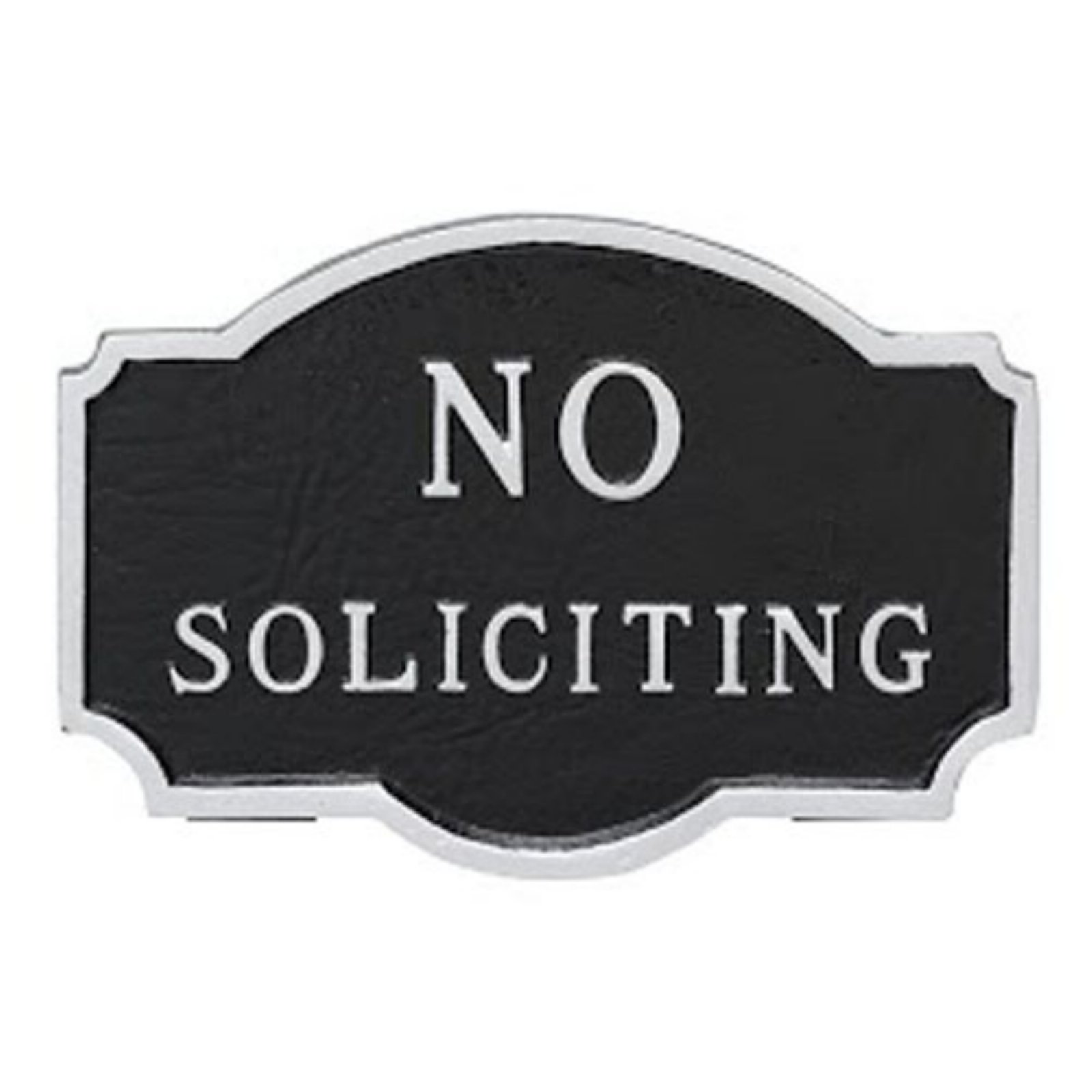 montague metal products petite montague no soliciting statement plaque, black with silver letter, 4.5" x 7.15" - image 1 of 2