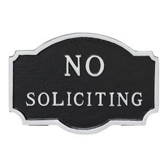 montague metal products petite montague no soliciting statement plaque, black with silver letter, 4.5" x 7.15"