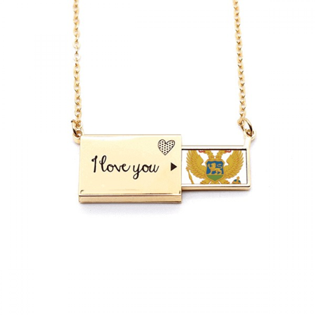 montenegro eu national emblem letter envelope necklace pendant jewelry
