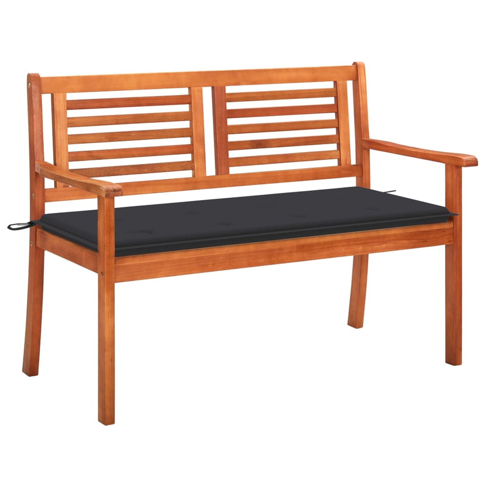 moobody 2Seater Garden Bench with Cushion Eucalyptus Wood Patio Porch Chair Padded Seat Wooden